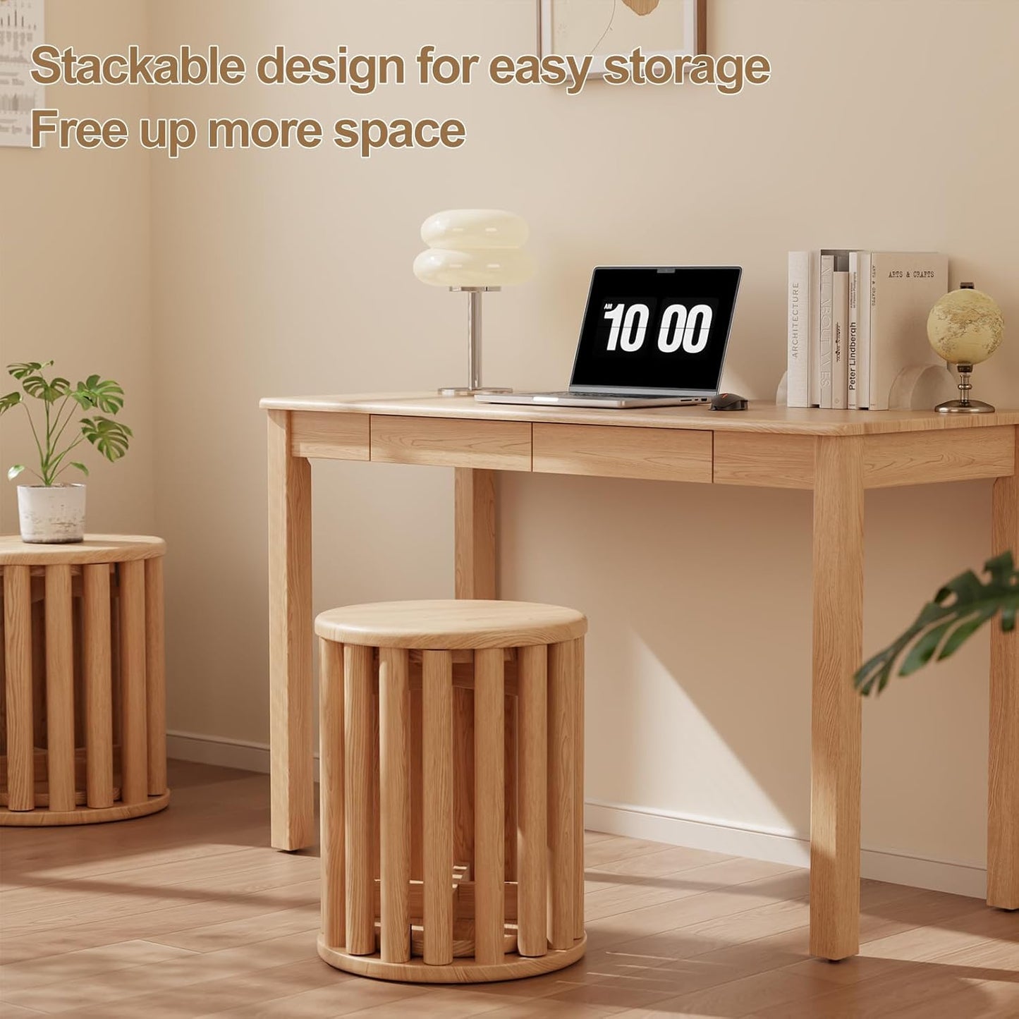 4-in-1 Stackable Wood Stool Set