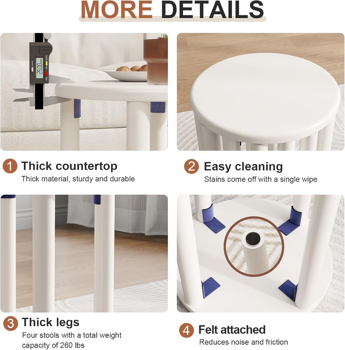4-in-1 Stackable Wood Stool Set