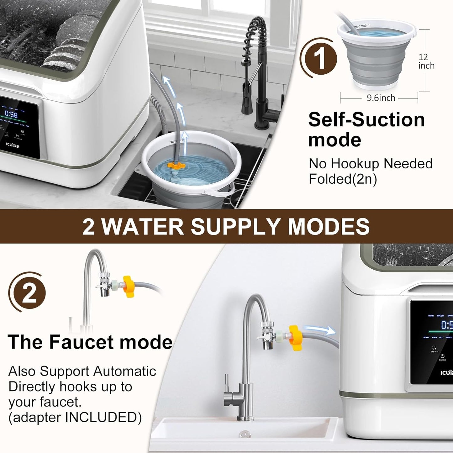 Portable Dishwasher Countertop, No Hookup Needed