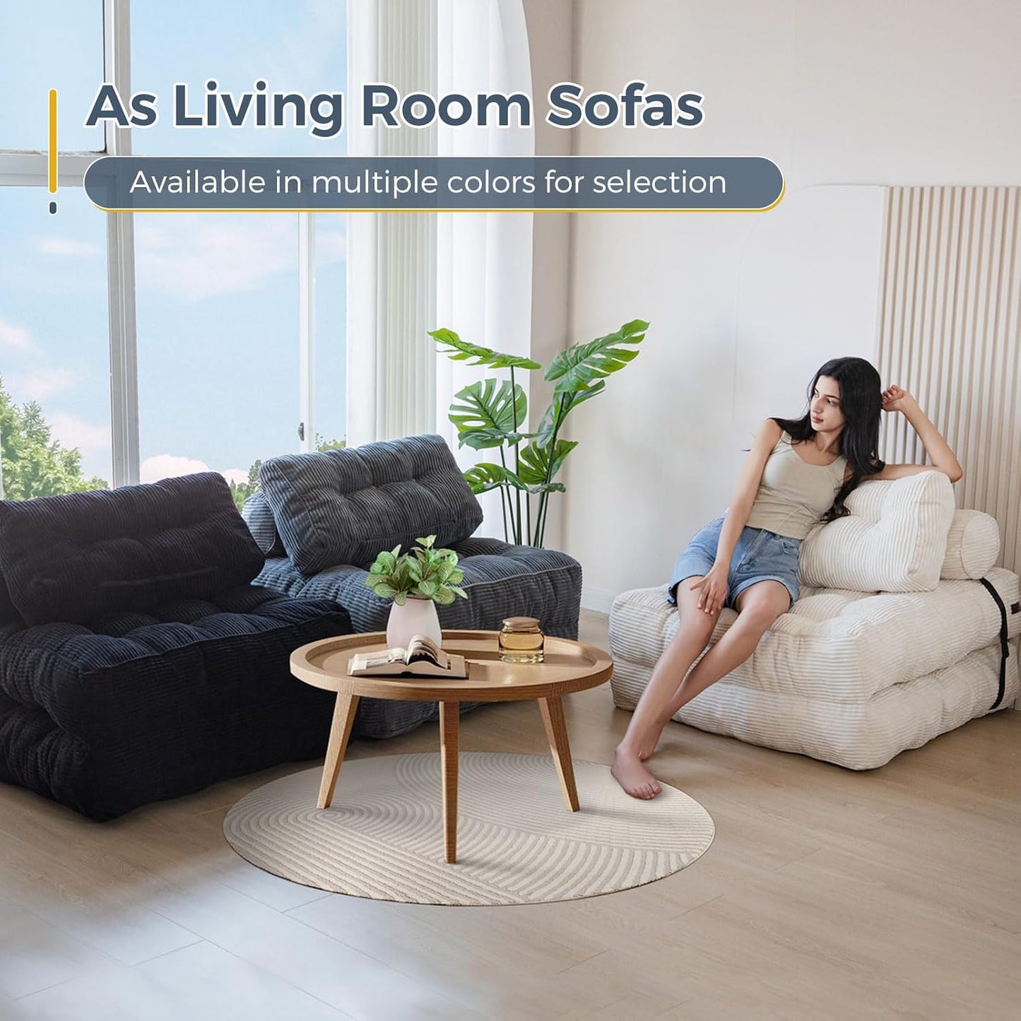 Folding Sofa Bed, Convertible Sleeper Chair with Pillow, Portable Floor Lounge Chair Bed, Dark Grey, Single