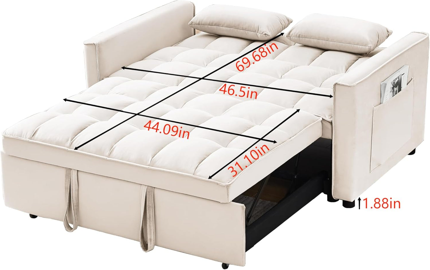 3 in 1 Convertible Pull Out Couch Bed