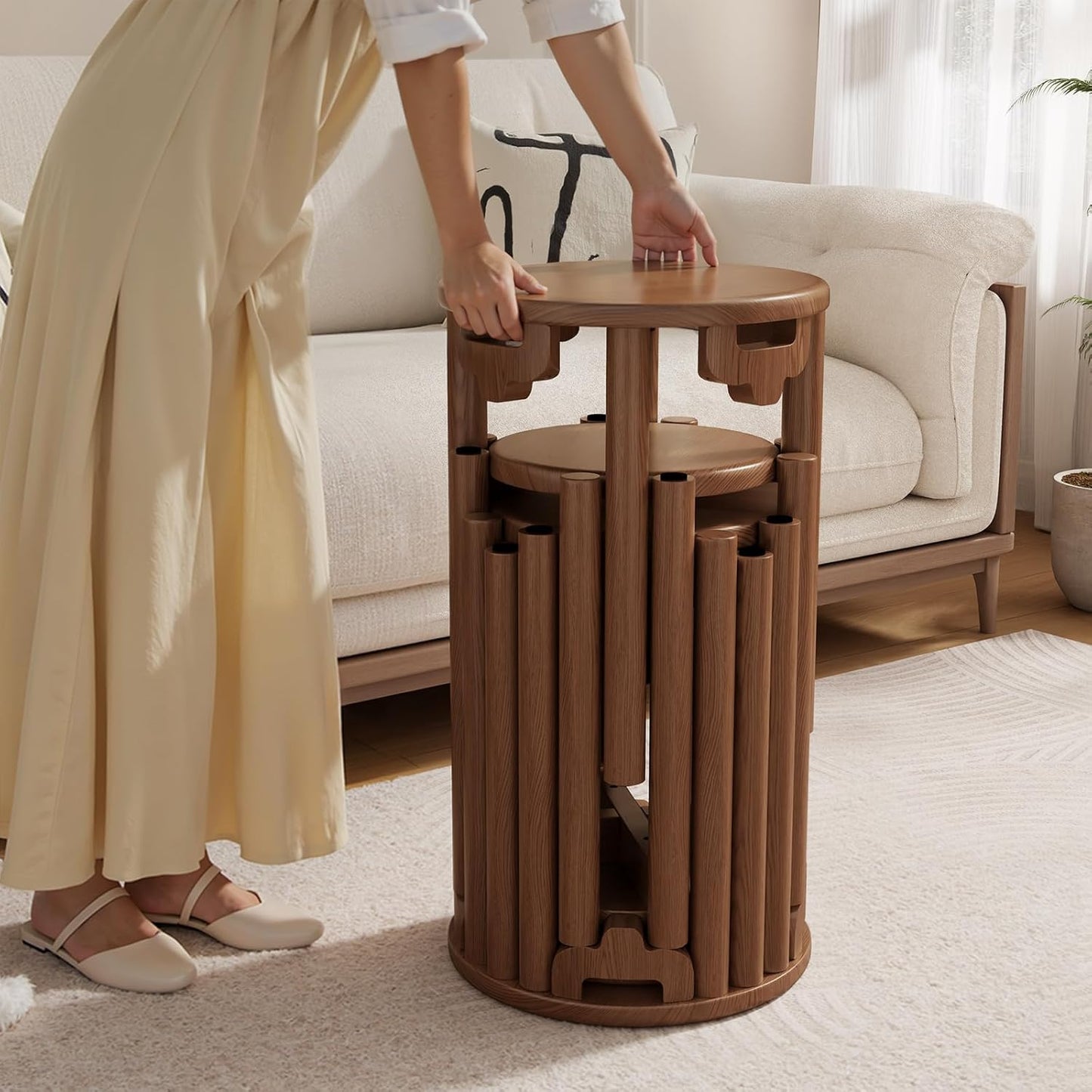 4-in-1 Stackable Wood Stool Set