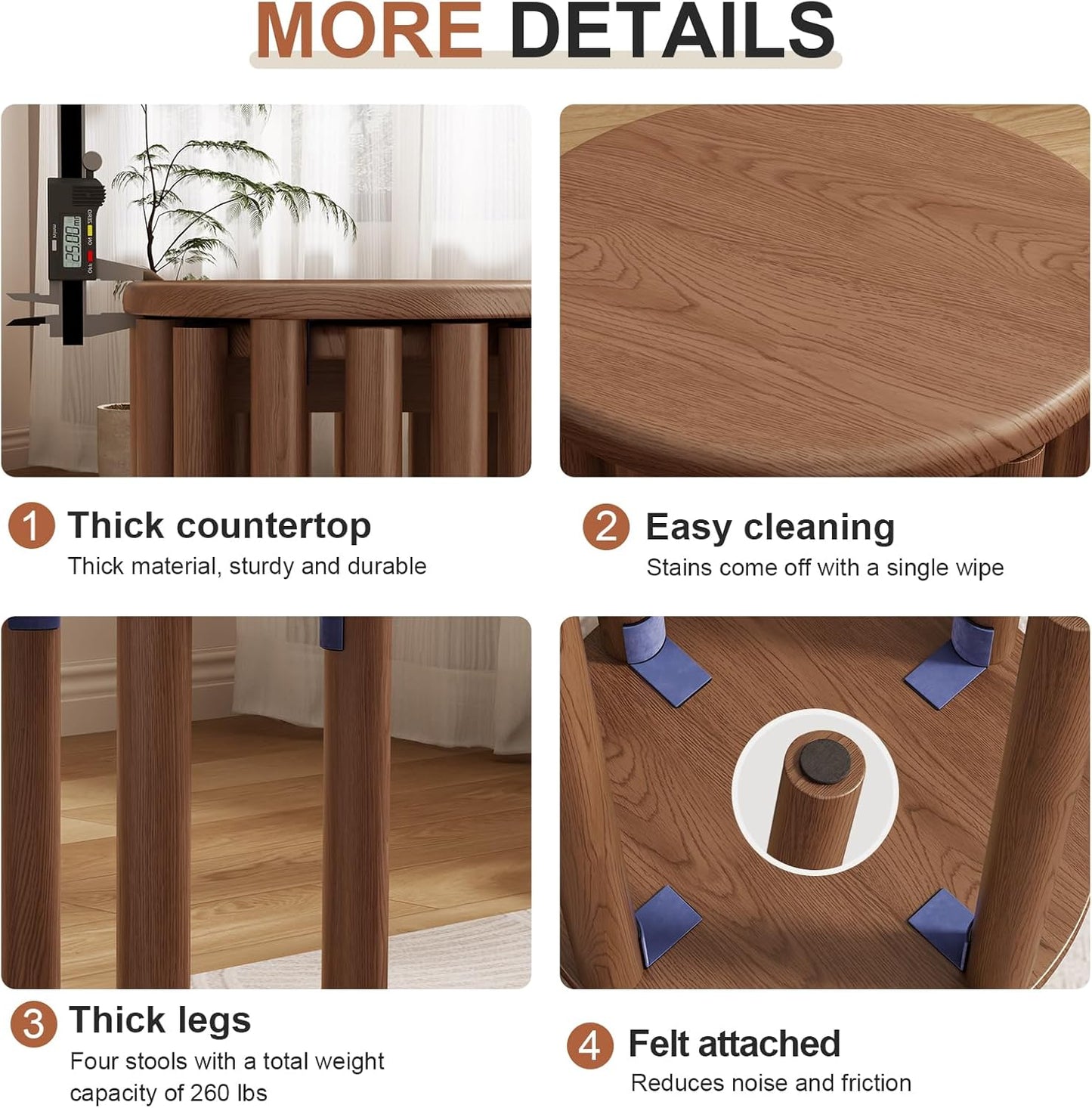 4-in-1 Stackable Wood Stool Set