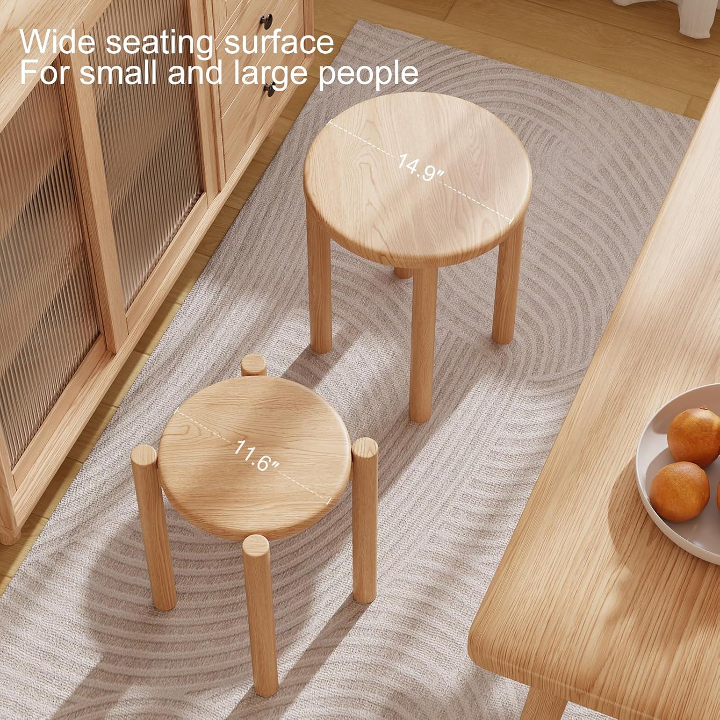 4-in-1 Stackable Wood Stool Set