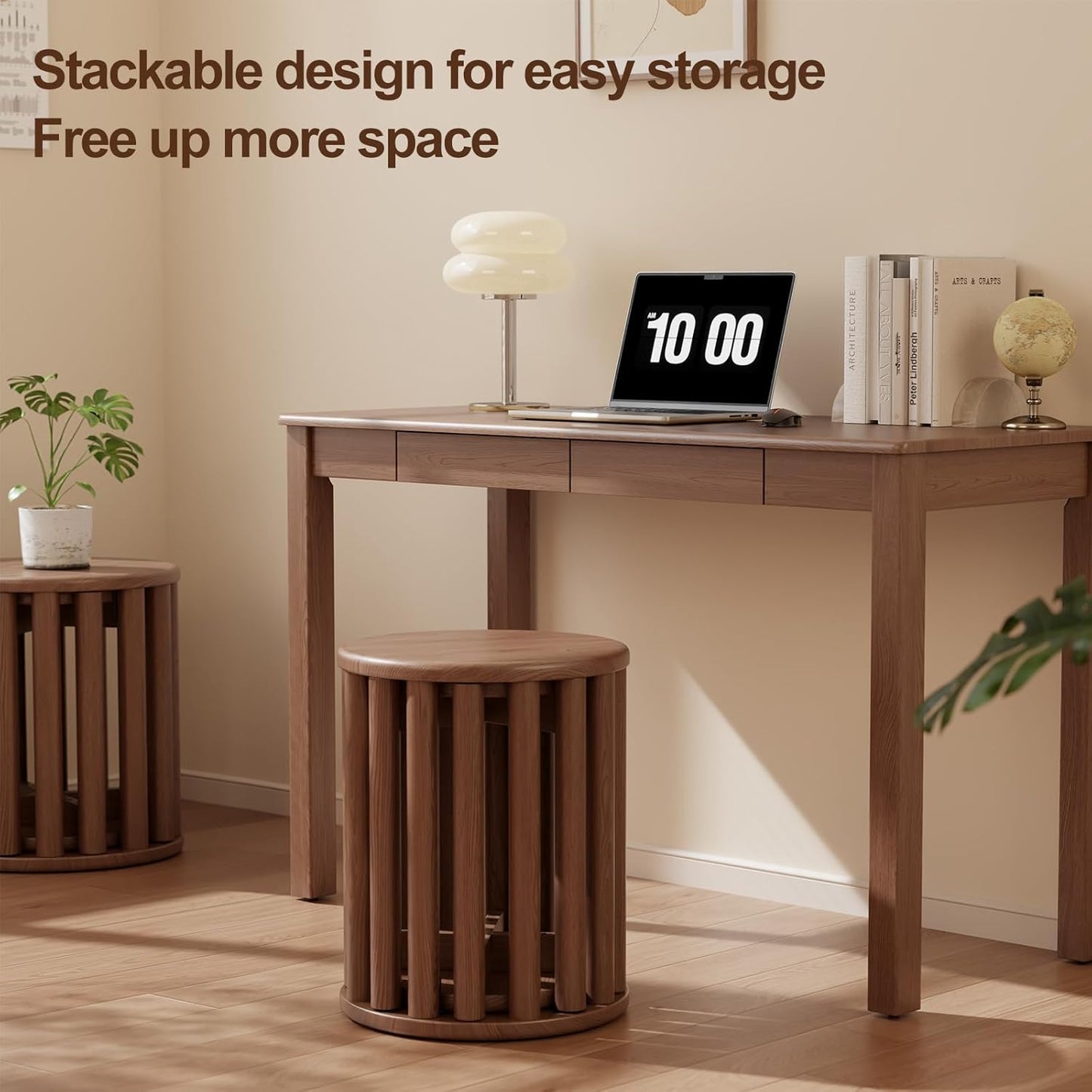 4-in-1 Stackable Wood Stool Set