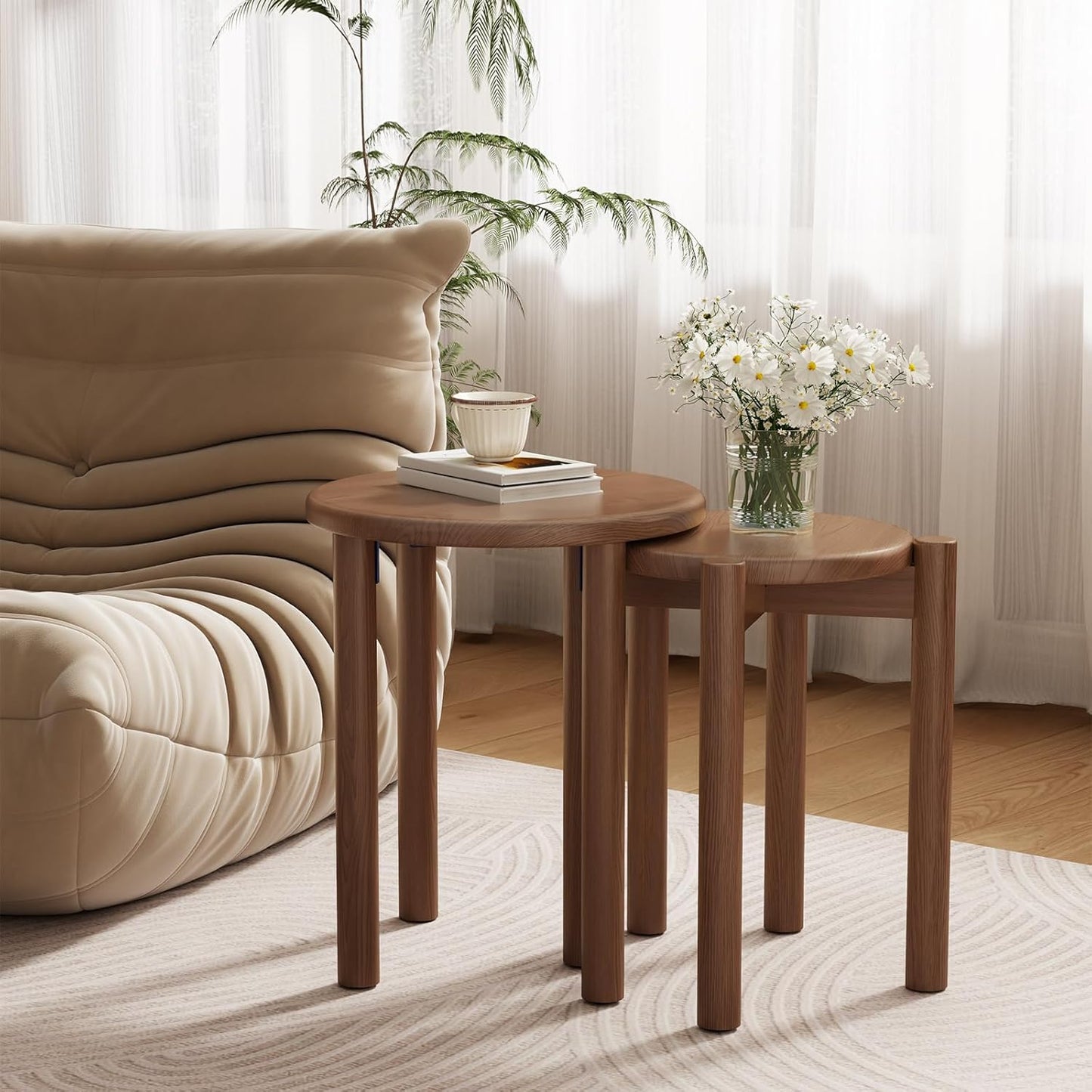 4-in-1 Stackable Wood Stool Set