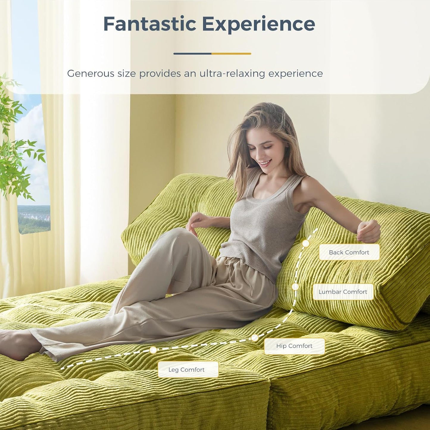 Folding Sofa Bed, Convertible Sleeper Chair with Pillow, Portable Floor Lounge Chair Bed, Dark Grey, Single