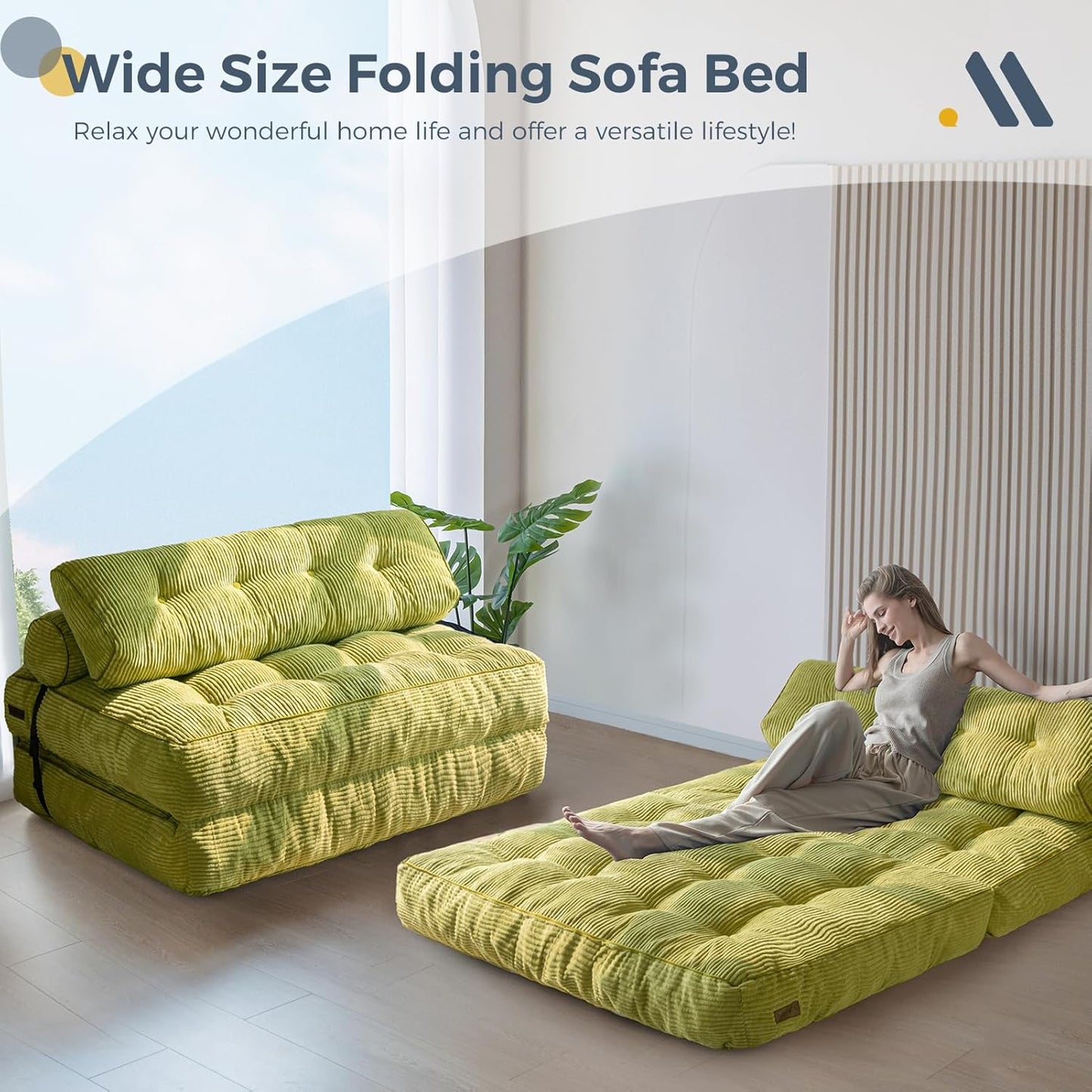 Folding Sofa Bed, Convertible Sleeper Chair with Pillow, Portable Floor Lounge Chair Bed, Dark Grey, Single