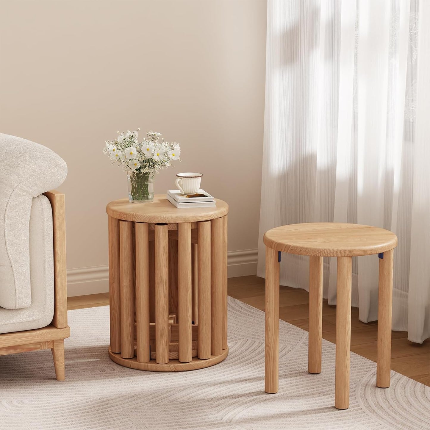 4-in-1 Stackable Wood Stool Set