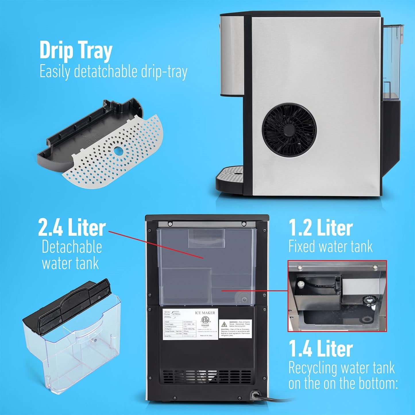 Ice Per day Countertop or portable Nugget Ice Maker