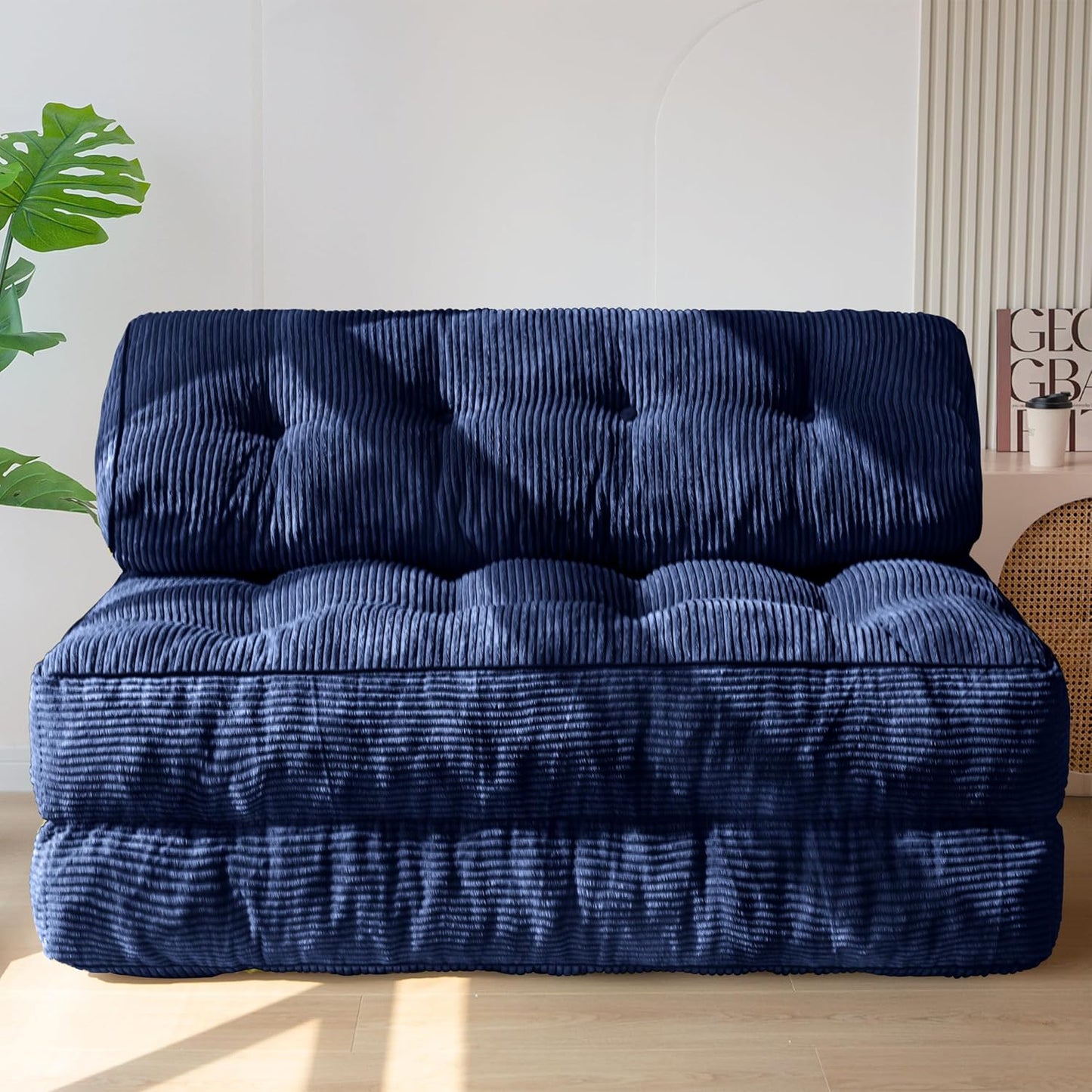 Folding Sofa Bed, Convertible Sleeper Chair with Pillow, Portable Floor Lounge Chair Bed, Dark Grey, Single