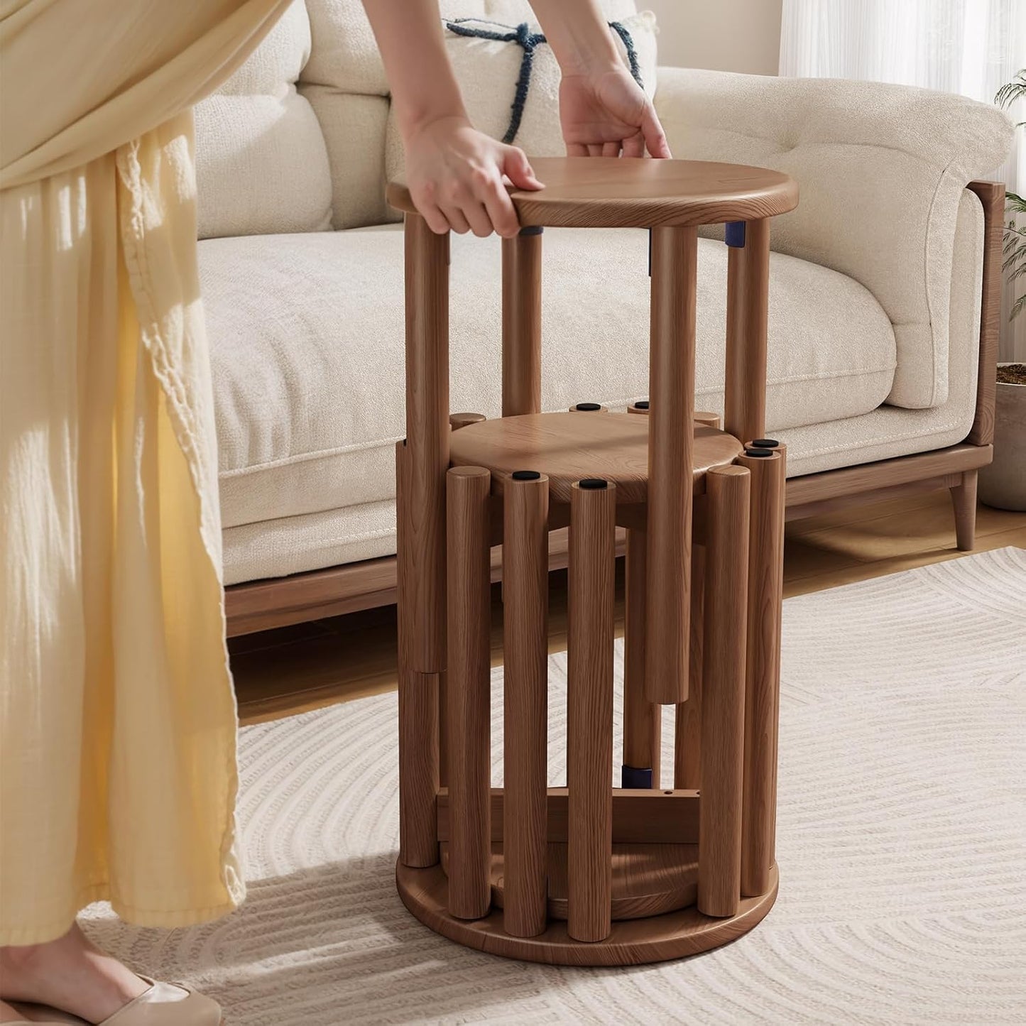 4-in-1 Stackable Wood Stool Set