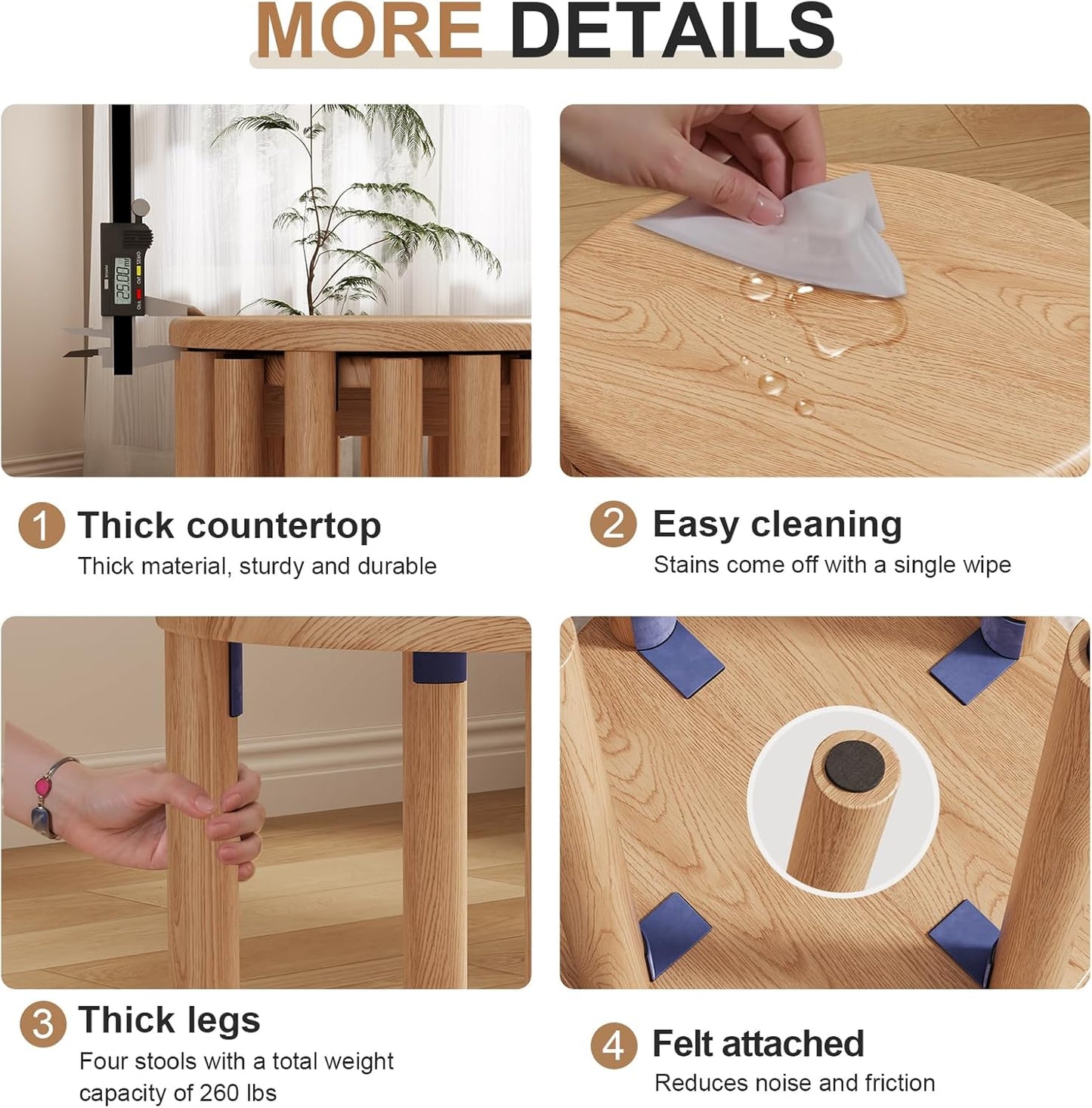 4-in-1 Stackable Wood Stool Set