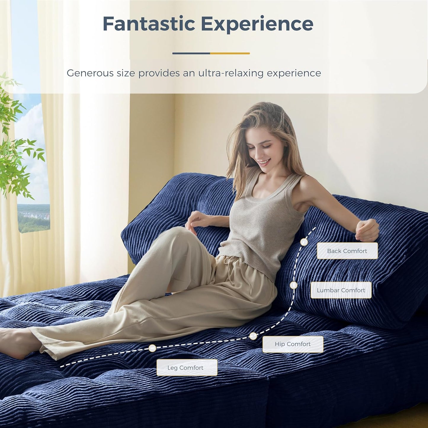 Folding Sofa Bed, Convertible Sleeper Chair with Pillow, Portable Floor Lounge Chair Bed, Dark Grey, Single