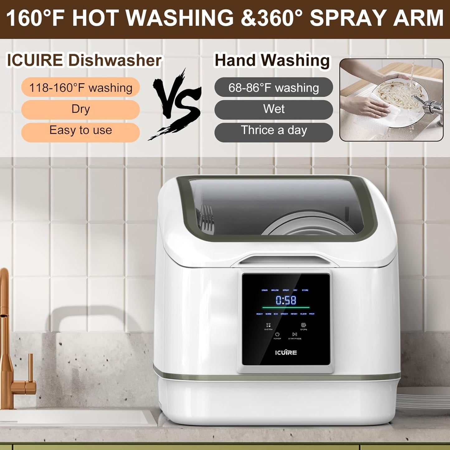 Portable Dishwasher Countertop, No Hookup Needed