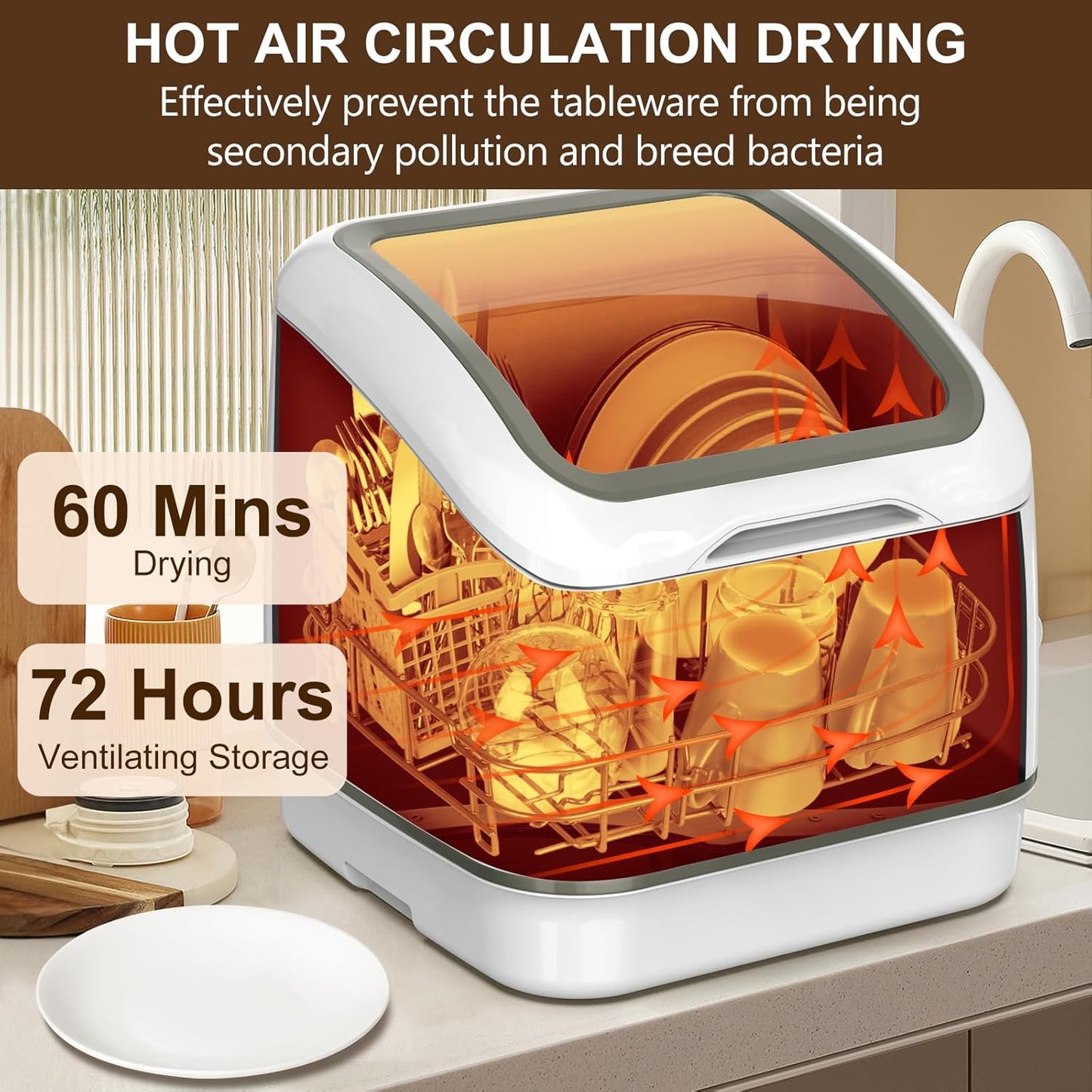 Portable Dishwasher Countertop, No Hookup Needed