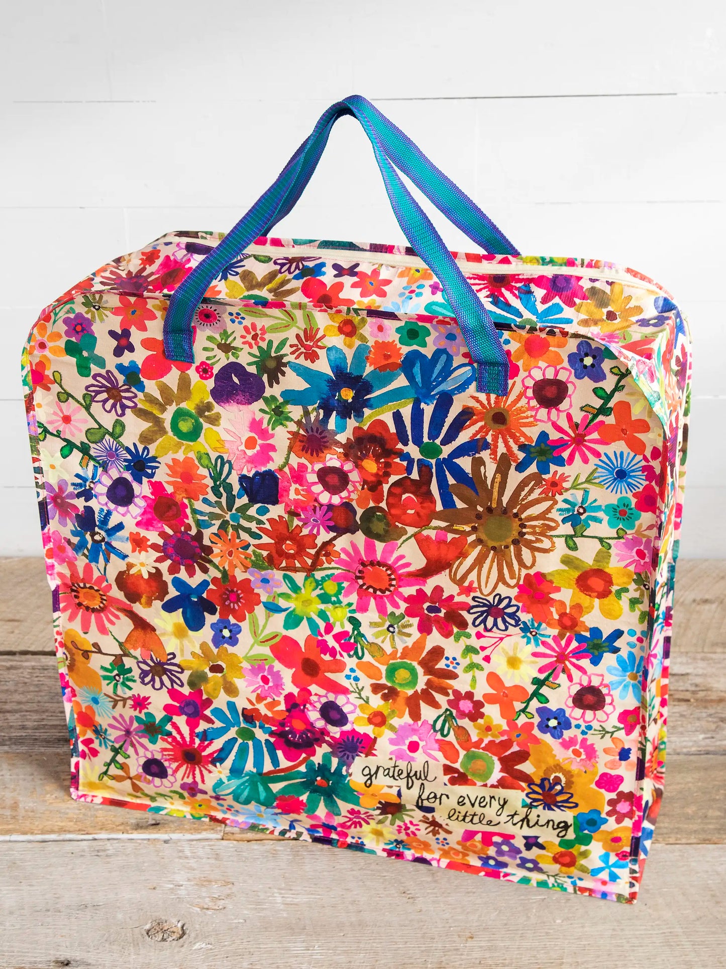 Happy XL Zip Tote Bag - Grateful