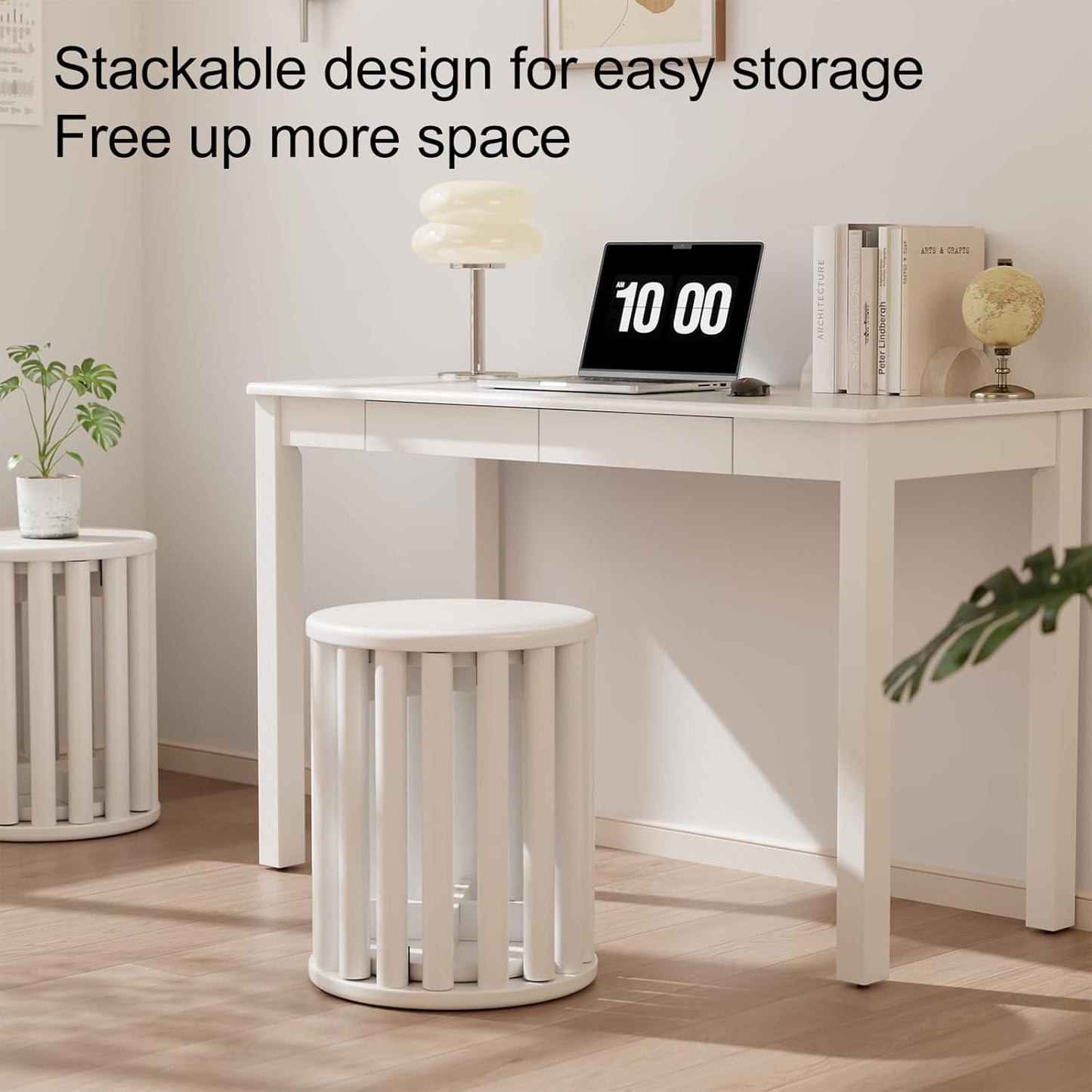 4-in-1 Stackable Wood Stool Set