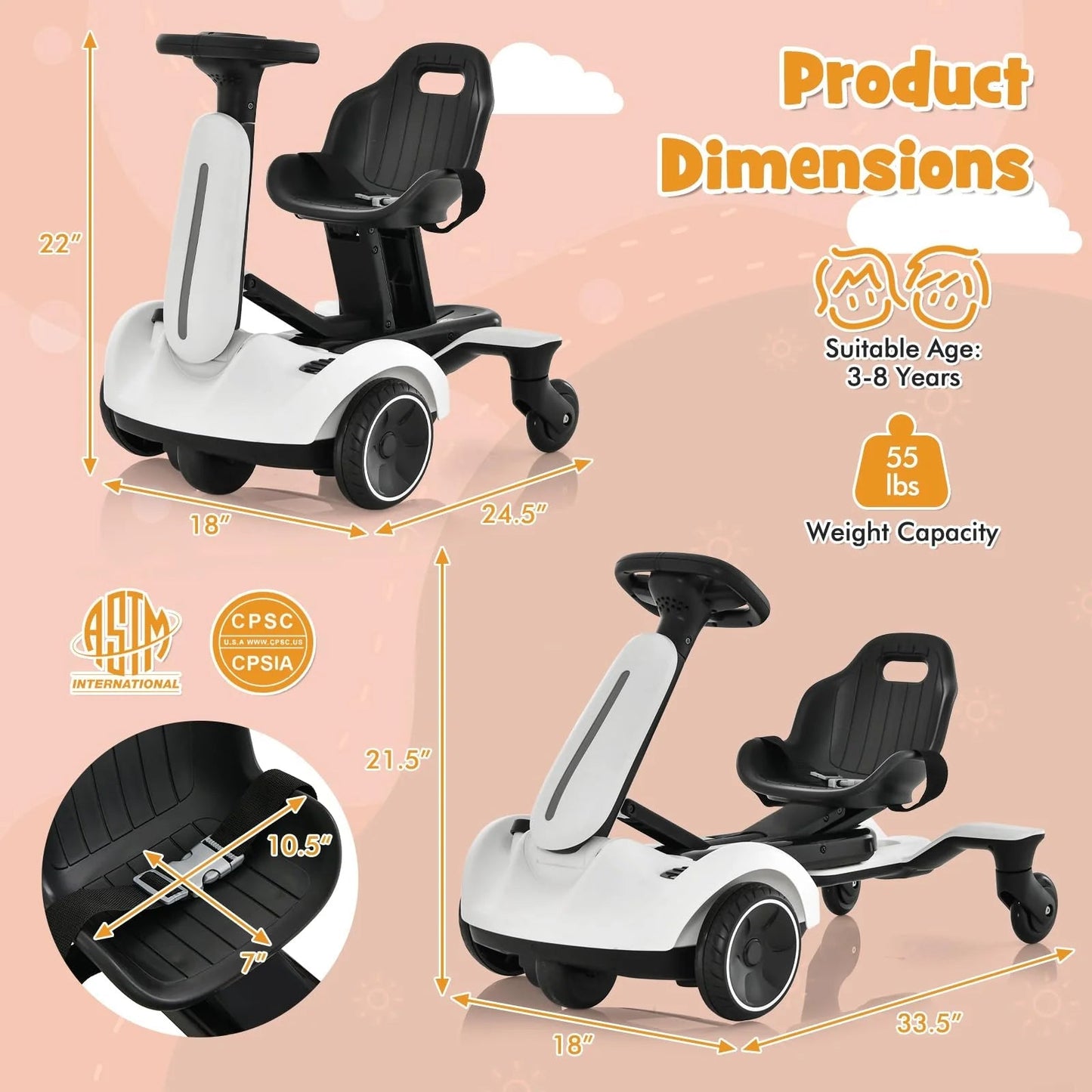 Kids kart-6V5A electric remote control car-Adjustable seat-Wholesale price