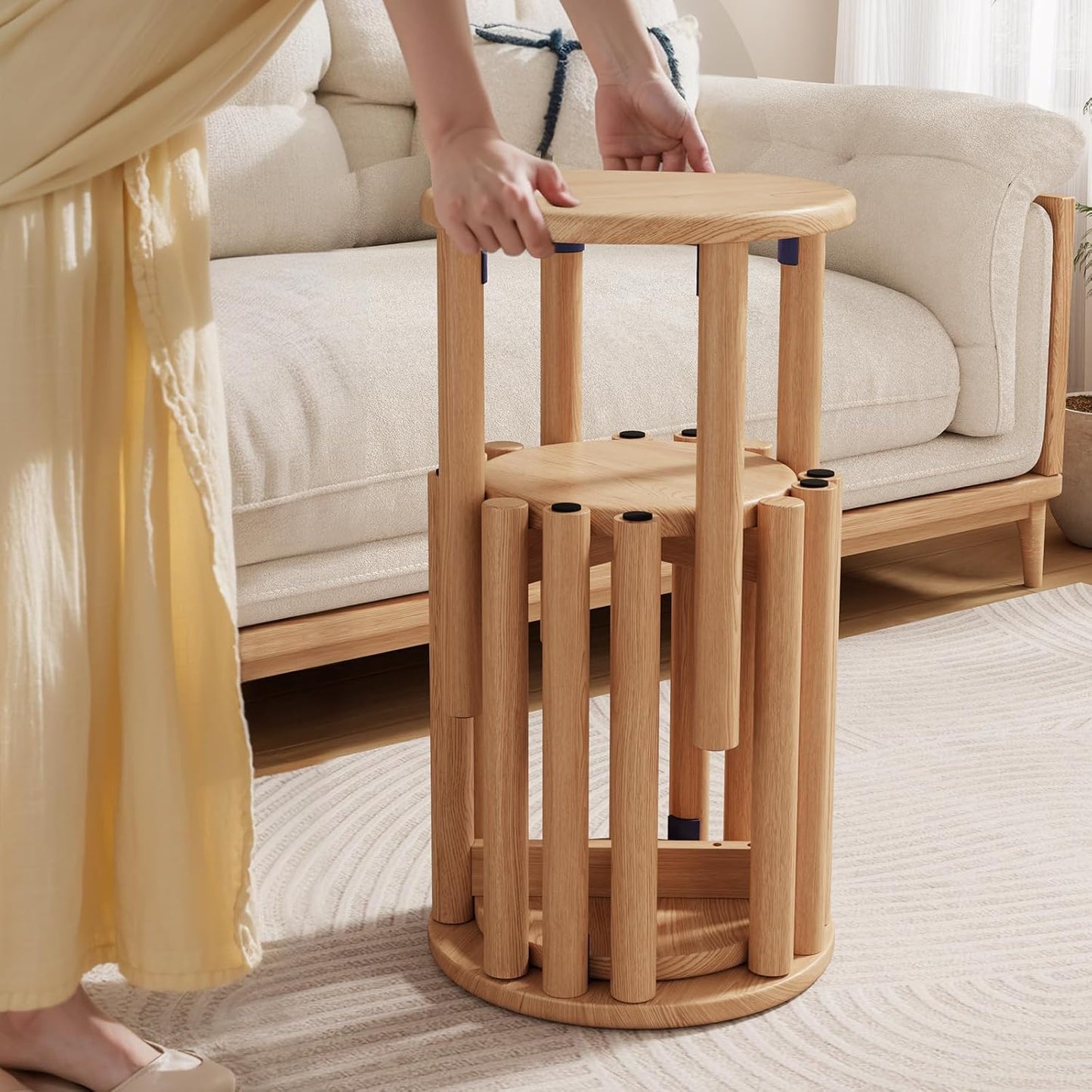 4-in-1 Stackable Wood Stool Set
