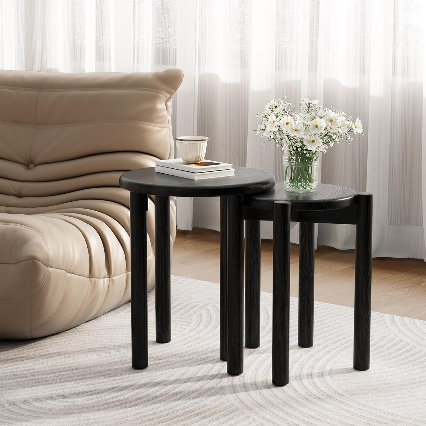 4-in-1 Stackable Wood Stool Set