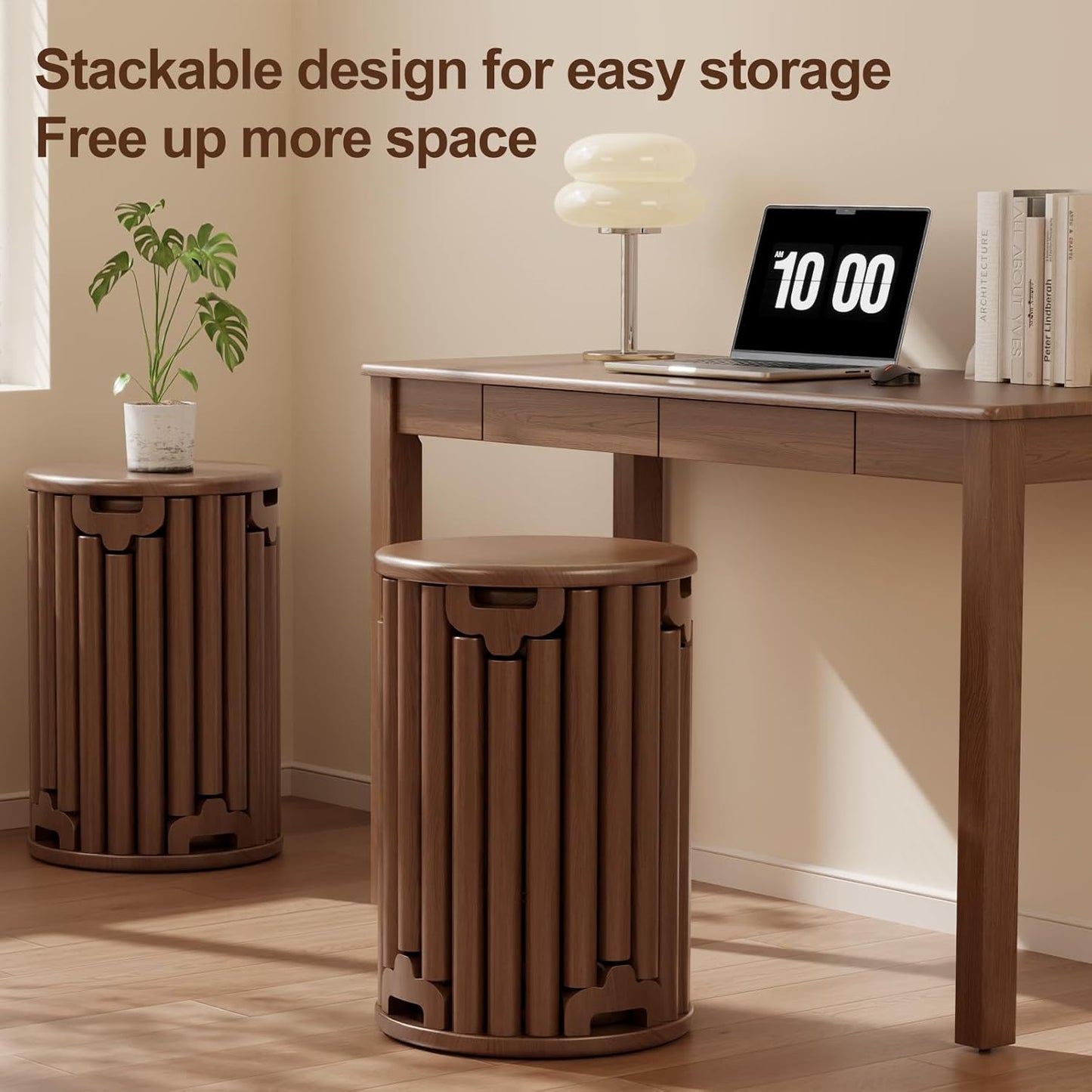 4-in-1 Stackable Wood Stool Set