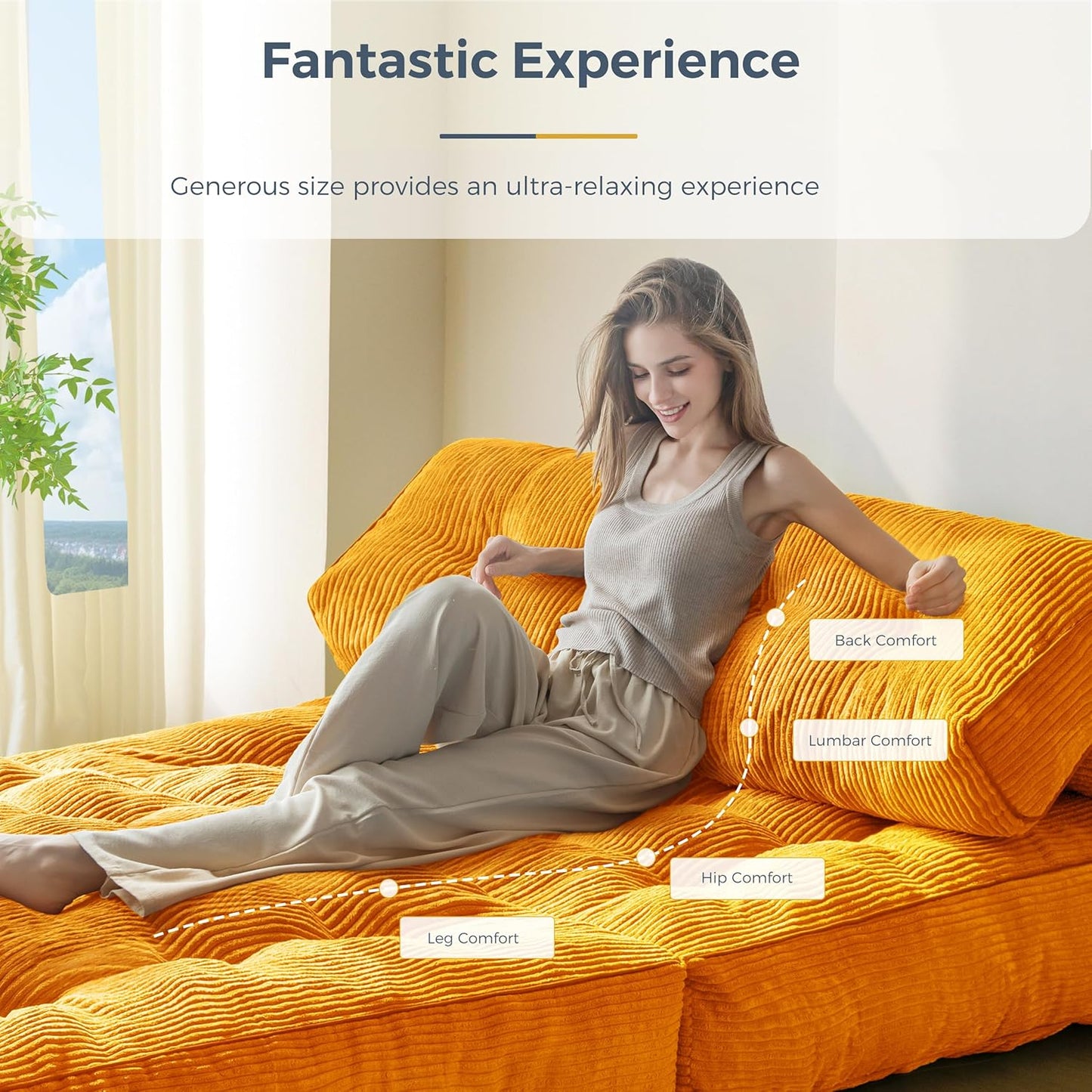 Folding Sofa Bed, Convertible Sleeper Chair with Pillow, Portable Floor Lounge Chair Bed, Dark Grey, Single