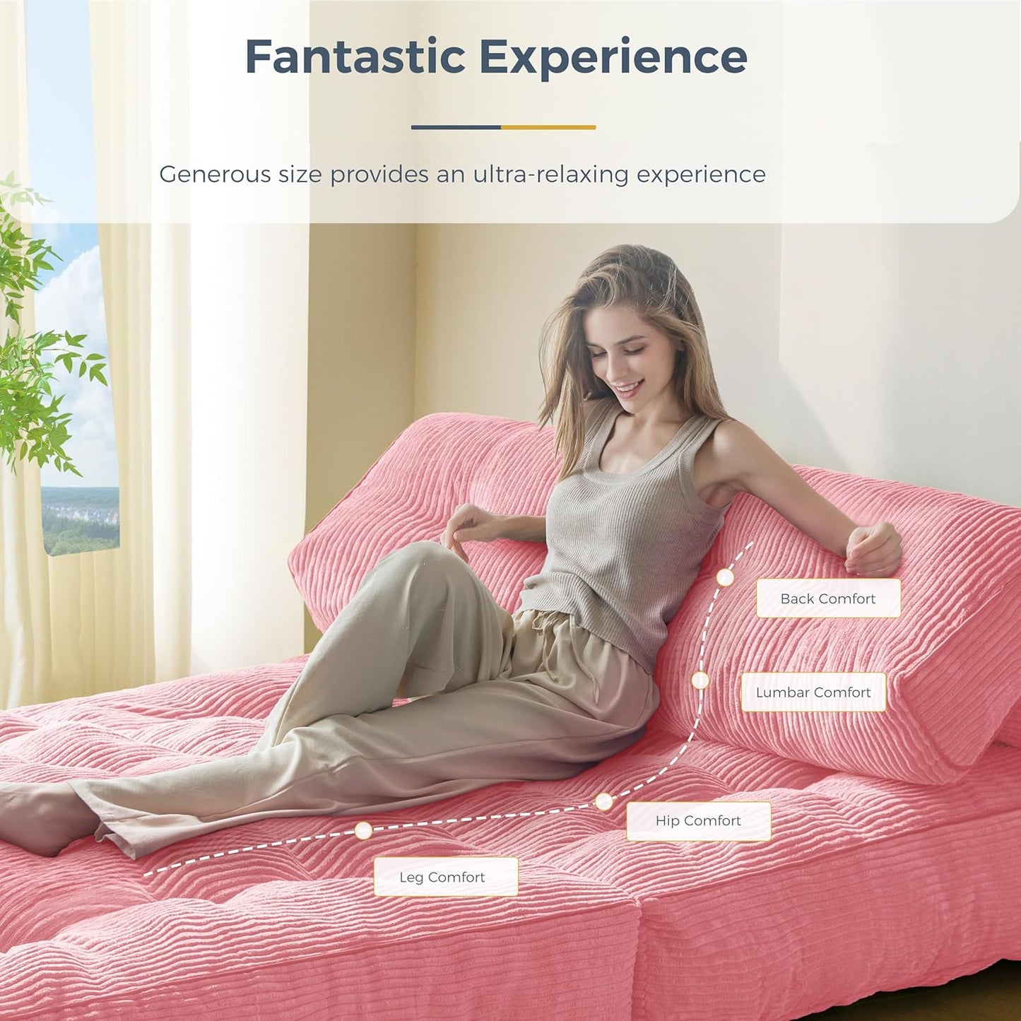 Folding Sofa Bed, Convertible Sleeper Chair with Pillow, Portable Floor Lounge Chair Bed, Dark Grey, Single