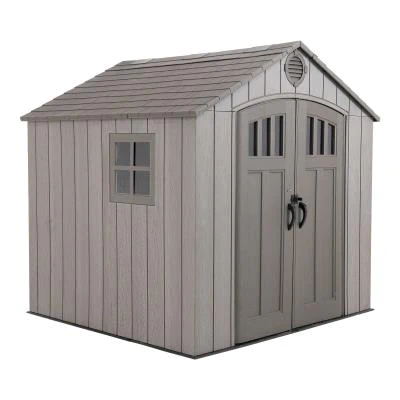 🔥Last Day Special Sale $39.99🔥Heavy-duty resin outdoor shed with lock, double doors and windows, windproof, rainproof and snowproof.