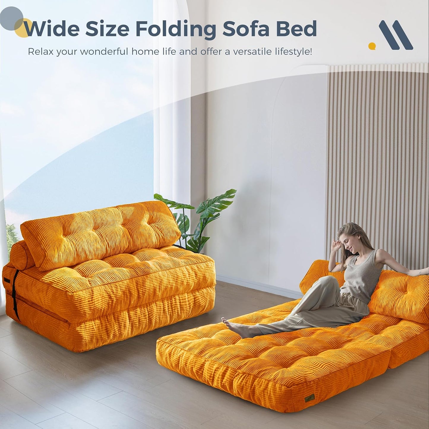 Folding Sofa Bed, Convertible Sleeper Chair with Pillow, Portable Floor Lounge Chair Bed, Dark Grey, Single