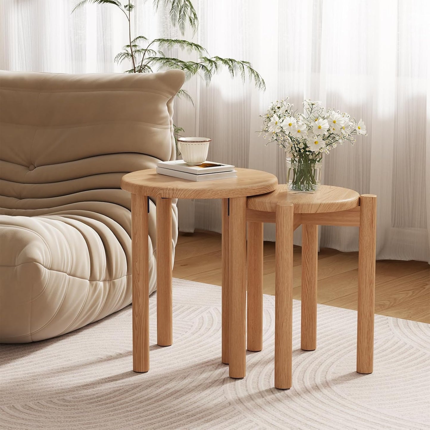 4-in-1 Stackable Wood Stool Set