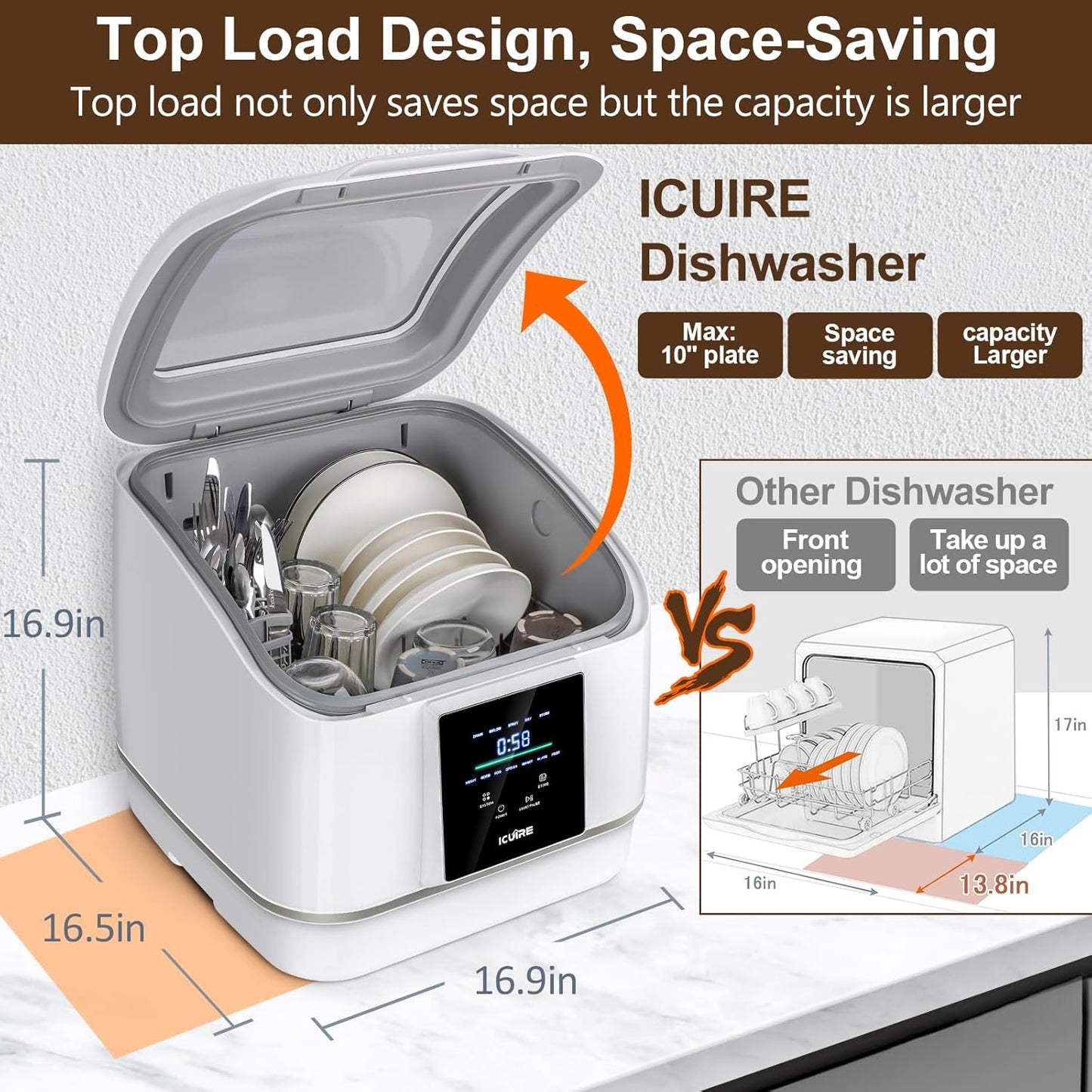 Portable Dishwasher Countertop, No Hookup Needed