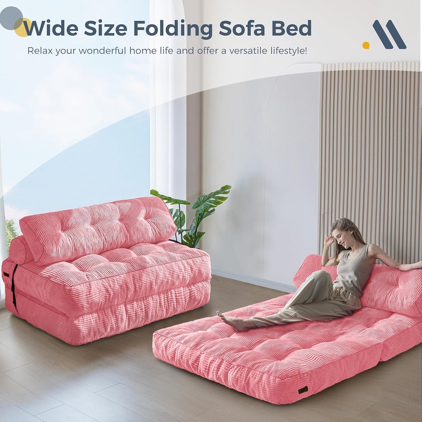 Folding Sofa Bed, Convertible Sleeper Chair with Pillow, Portable Floor Lounge Chair Bed, Dark Grey, Single