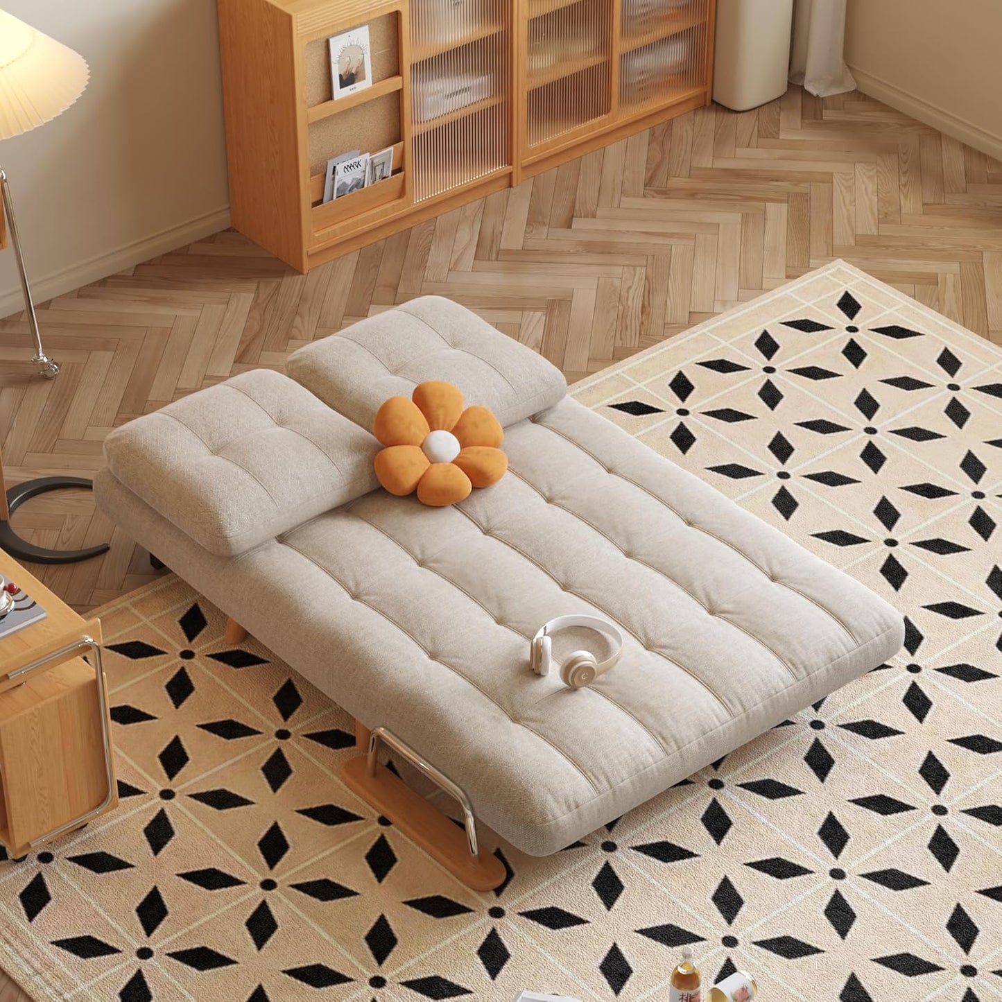 Modern Convertible Chair Bed with Wood Legs