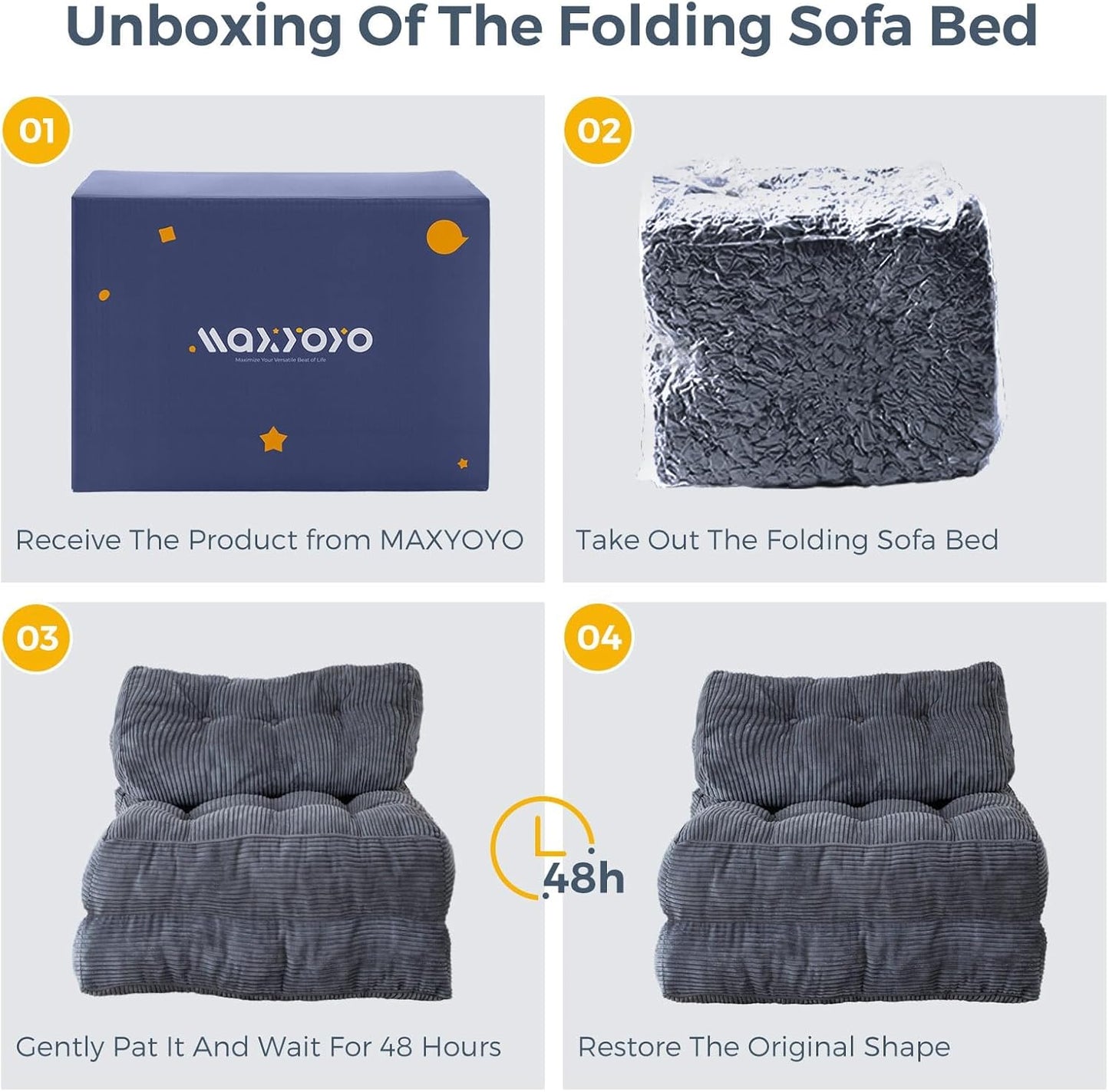 Folding Sofa Bed, Convertible Sleeper Chair with Pillow, Portable Floor Lounge Chair Bed, Dark Grey, Single