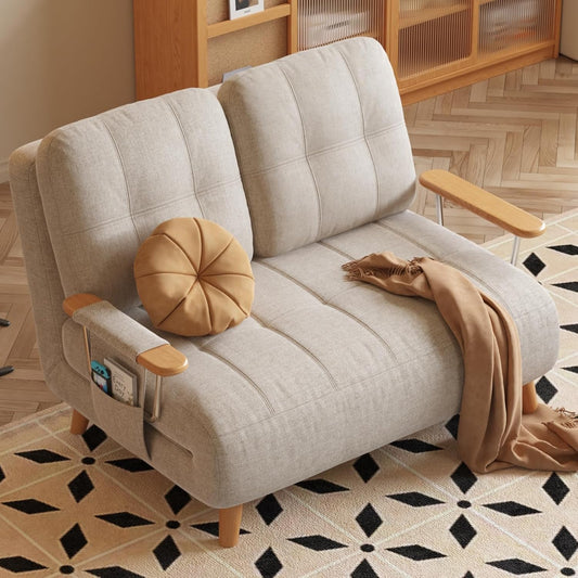 Modern Convertible Chair Bed with Wood Legs