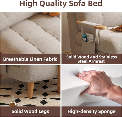 Modern Convertible Chair Bed with Wood Legs