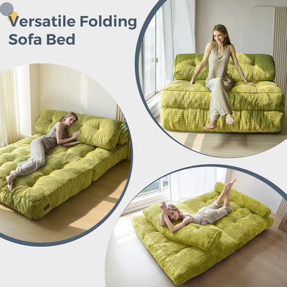 Folding Sofa Bed, Convertible Sleeper Chair with Pillow, Portable Floor Lounge Chair Bed, Dark Grey, Single