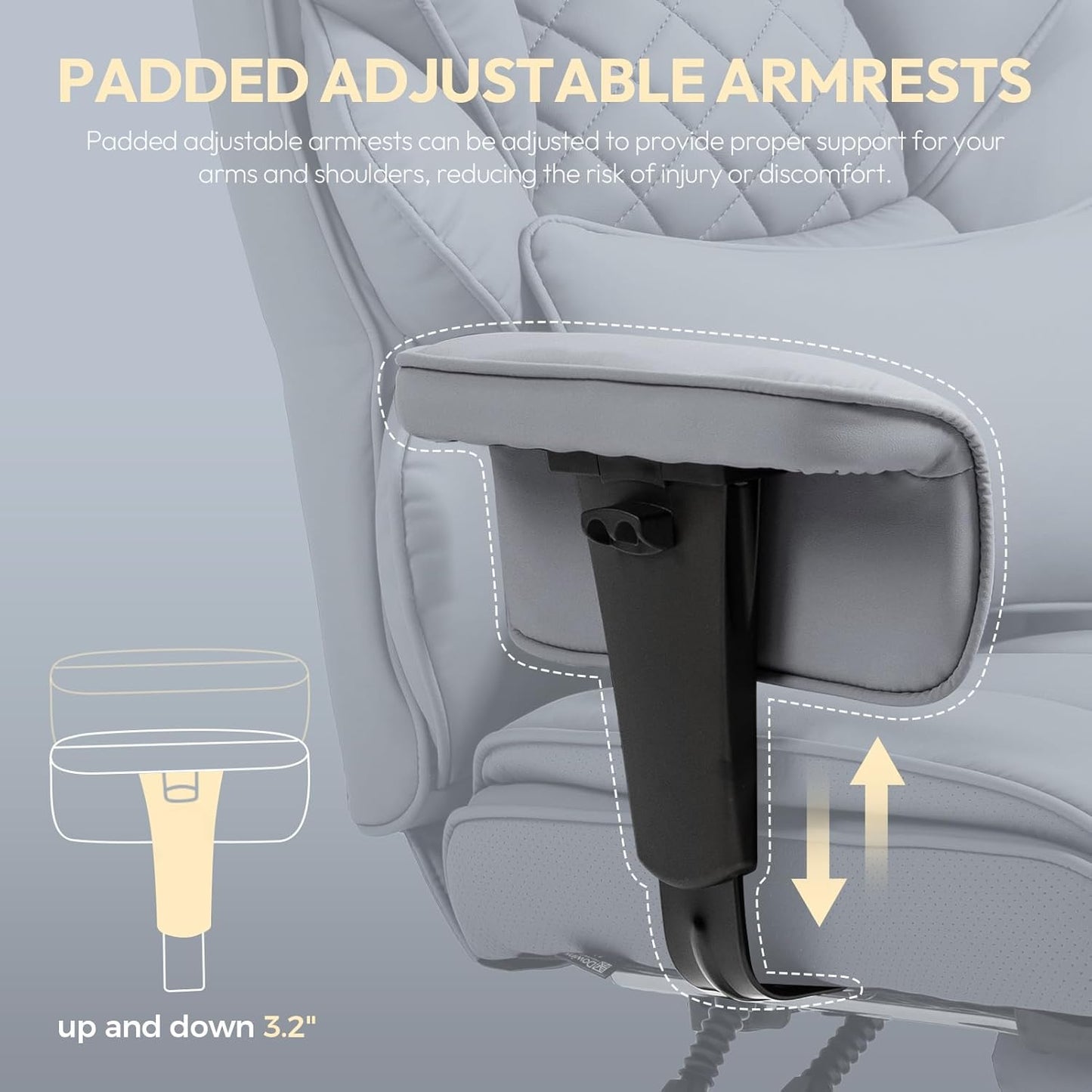 Dowinx Big & Tall Office Chair with Pocket Spring Cushion, Adjustable Armrests, Lumbar Support & Footrest