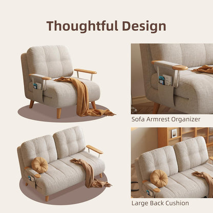 Modern Convertible Chair Bed with Wood Legs