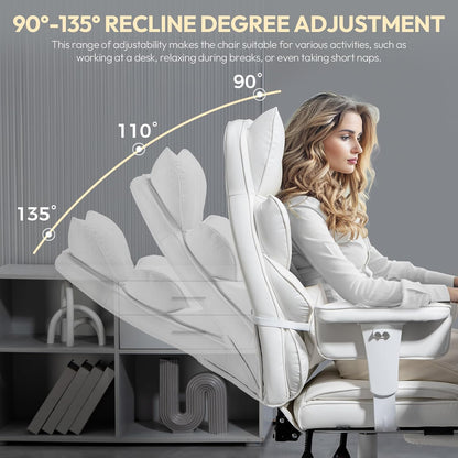 Dowinx Big & Tall Office Chair with Pocket Spring Cushion, Adjustable Armrests, Lumbar Support & Footrest