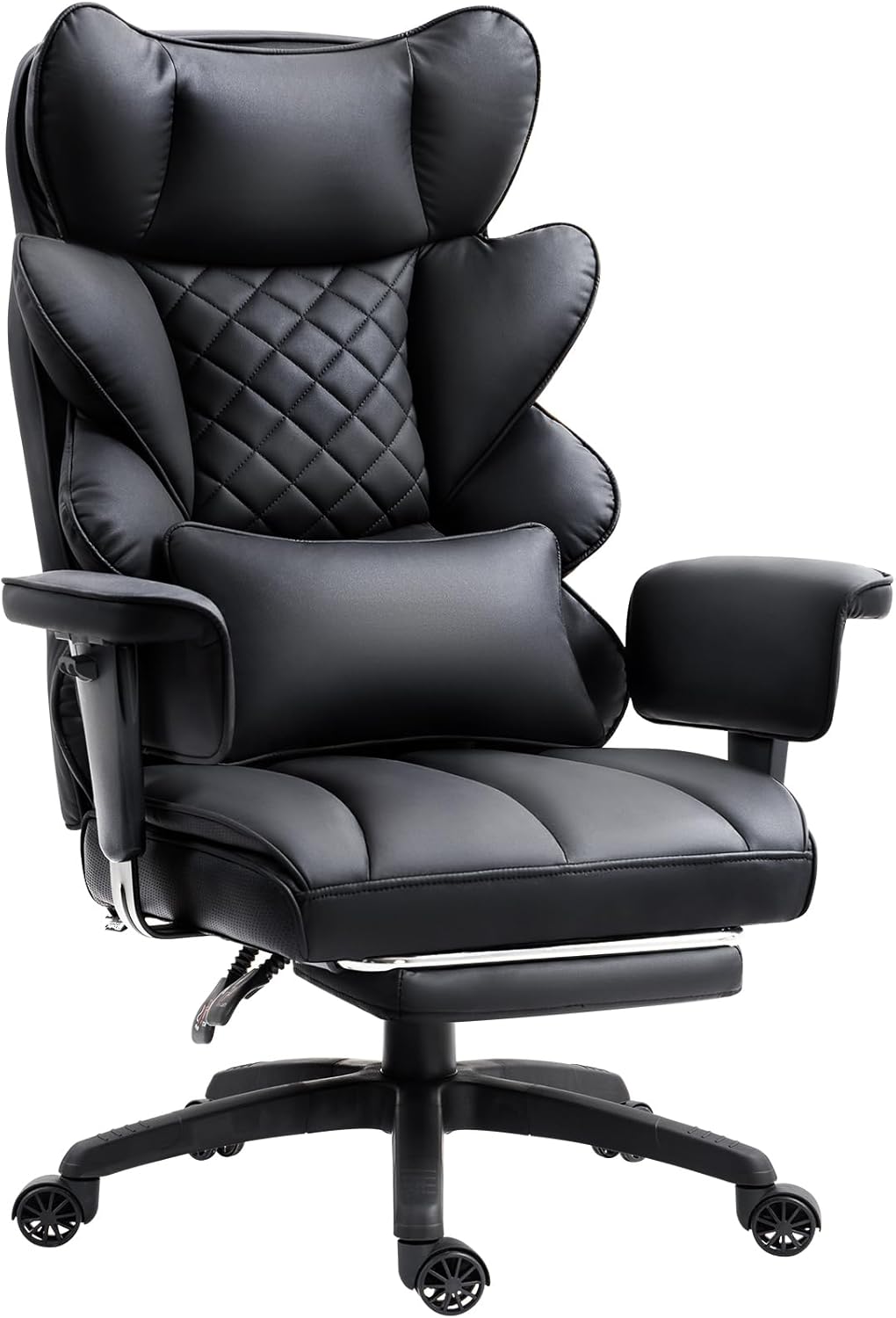 Dowinx Big & Tall Office Chair with Pocket Spring Cushion, Adjustable Armrests, Lumbar Support & Footrest