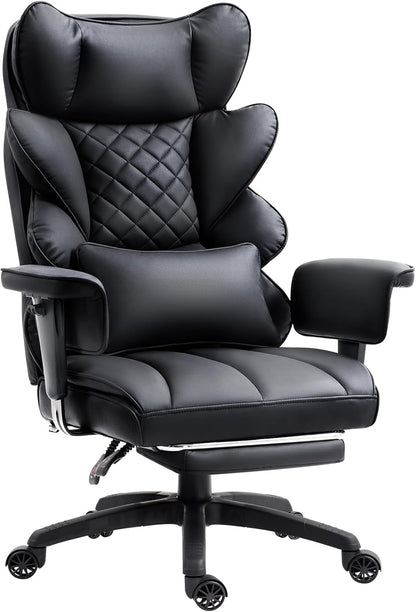 Dowinx Big & Tall Office Chair with Pocket Spring Cushion, Adjustable Armrests, Lumbar Support & Footrest
