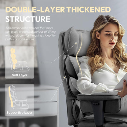 Dowinx Big & Tall Office Chair with Pocket Spring Cushion, Adjustable Armrests, Lumbar Support & Footrest