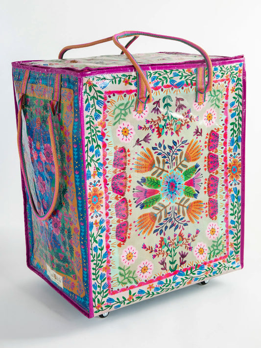 Rolling Tote Bag - XL Light Taupe Flower