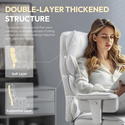Dowinx Big & Tall Office Chair with Pocket Spring Cushion, Adjustable Armrests, Lumbar Support & Footrest