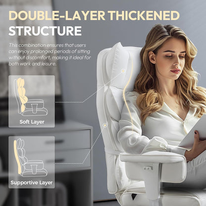 Dowinx Big & Tall Office Chair with Pocket Spring Cushion, Adjustable Armrests, Lumbar Support & Footrest