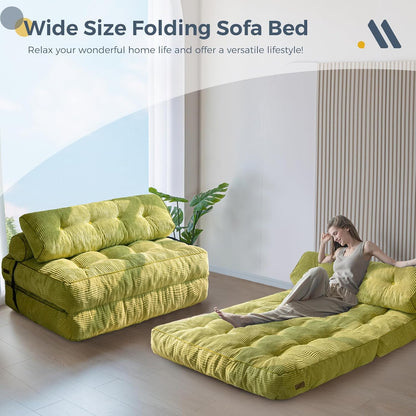 Folding Sofa Bed, Convertible Sleeper Chair with Pillow, Portable Floor Lounge Chair Bed, Dark Grey, Single