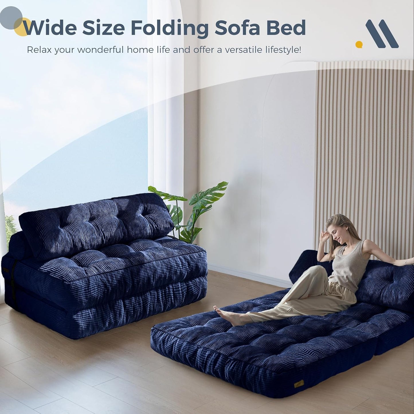 Folding Sofa Bed, Convertible Sleeper Chair with Pillow, Portable Floor Lounge Chair Bed, Dark Grey, Single