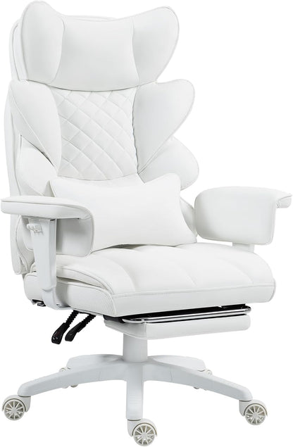 Dowinx Big & Tall Office Chair with Pocket Spring Cushion, Adjustable Armrests, Lumbar Support & Footrest